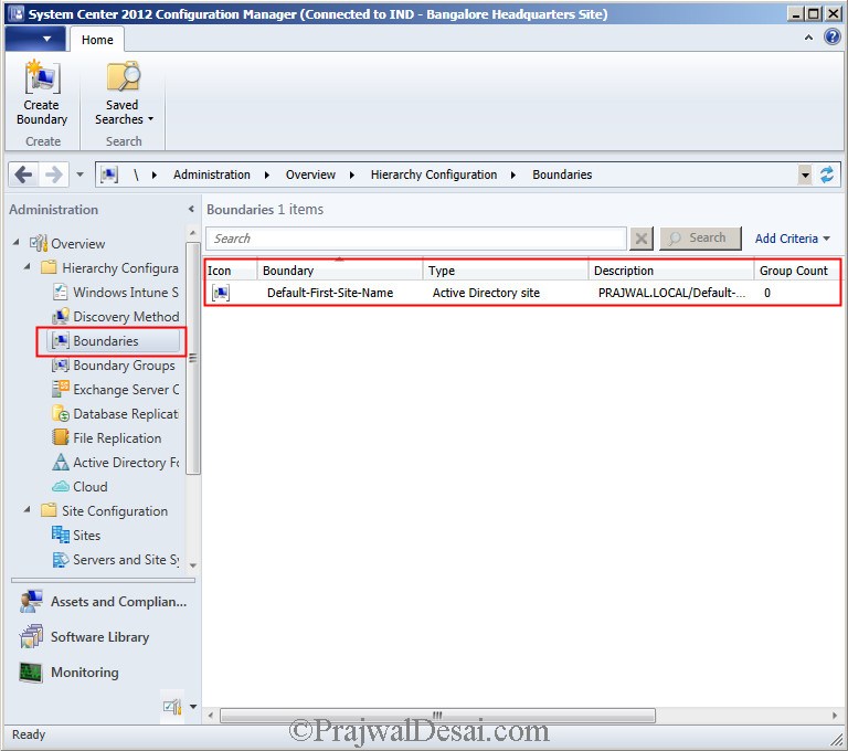 Configuring Discovery and Boundaries - SCCM 2012 SP1 Snap8